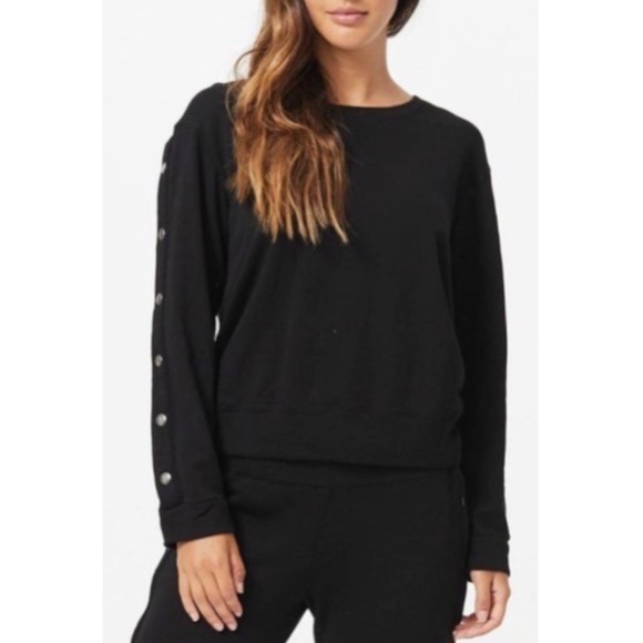 MONROW Beige Snap Sleeve Cotton Blend Tear Away Sweatshirt HT0527 Size Medium - Picture 10 of 11